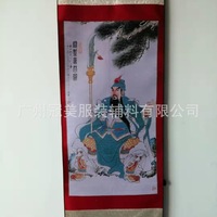 新款規格50*120CM關公財神掛圖織畫裝裱卷軸財神畫
